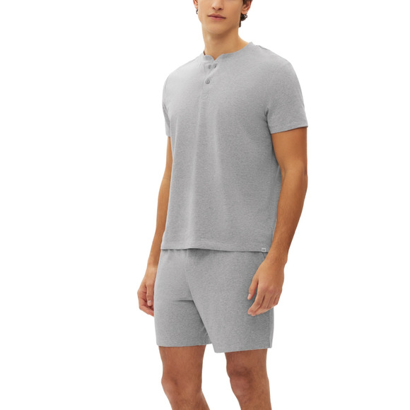 Gap Men 2-Pc. Heathered Henley Shirt & Shorts Pajama Set Heather Gray Size XL - Picture 2 of 3